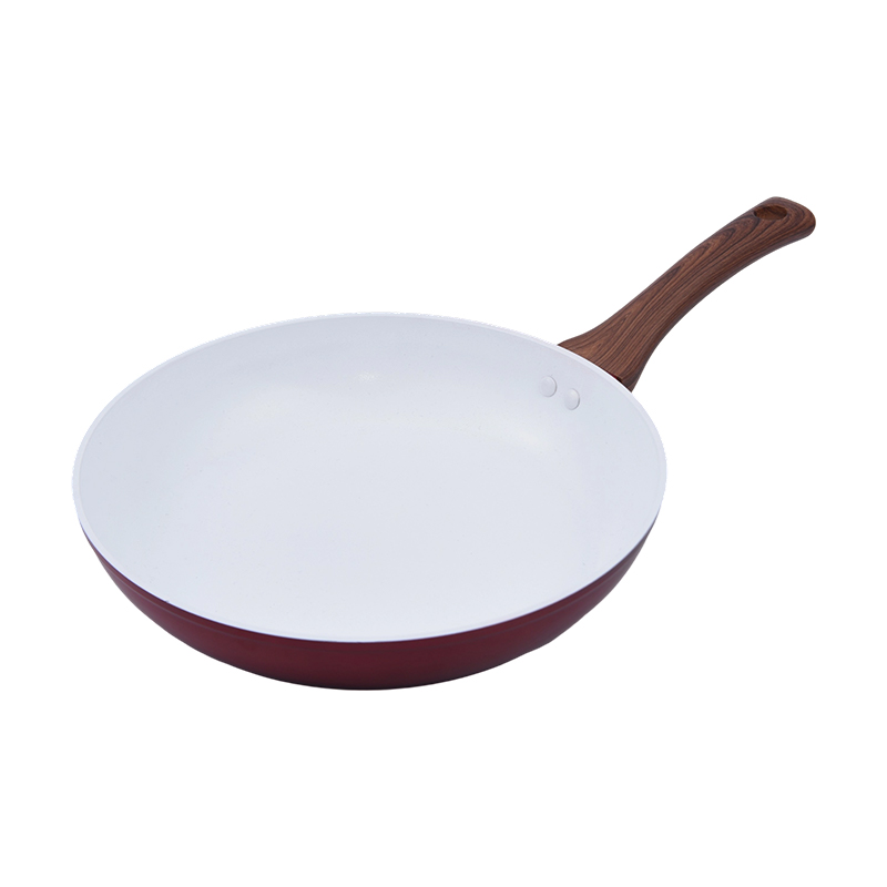 Forged aluminyo fry pan na may puting ceramic