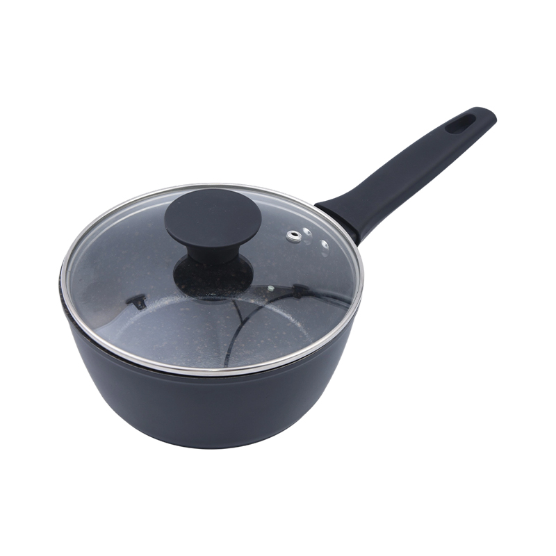 Forged aluminyo sauce pan na may itim na gintong marmol ceramic coating