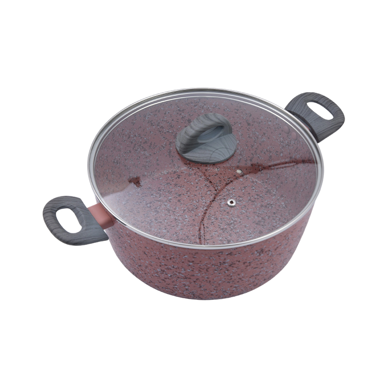Forged aluminyo casserole na may rosas na granite