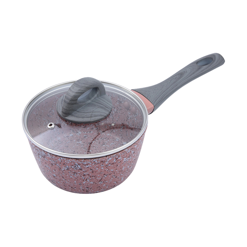 Forged aluminyo sauce pan na may kulay -rosas na granite