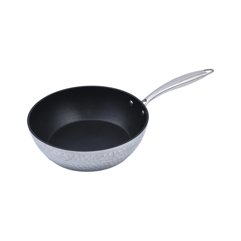 Forged aluminyo fry pan na may martilyo na naka -texture