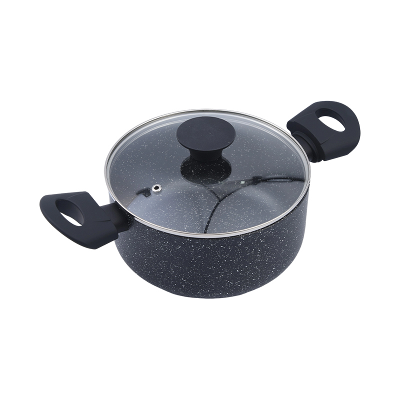 Pinindot ang aluminyo casserole black marmol