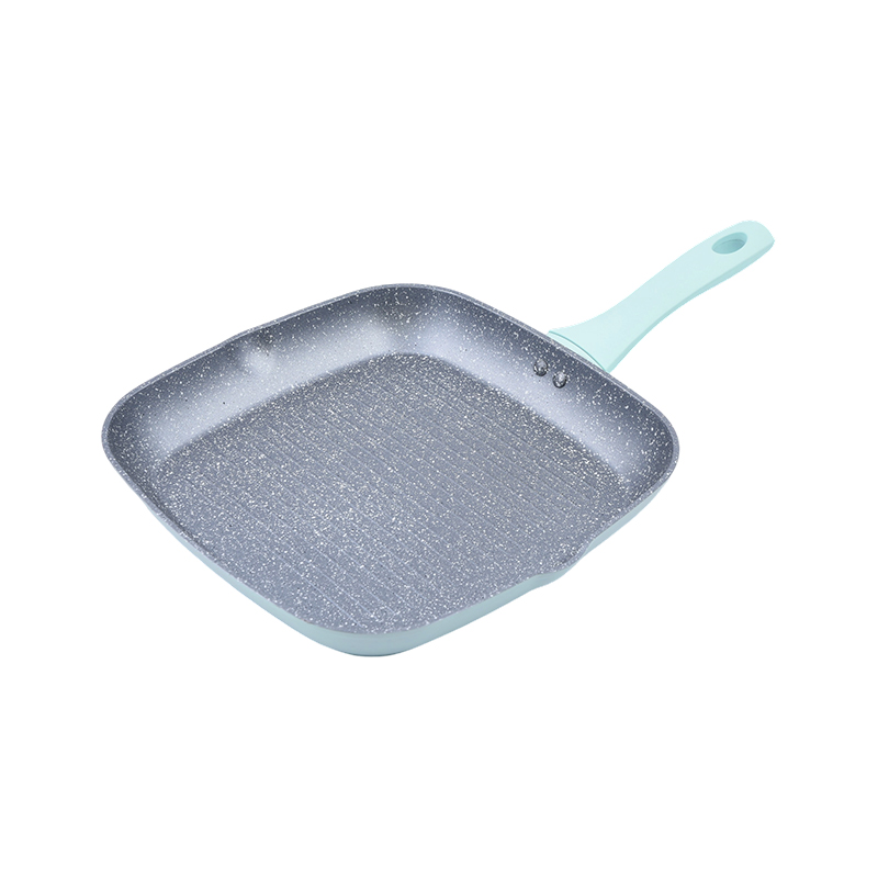 Forged aluminyo grill pan na may kulay -abo na marmol