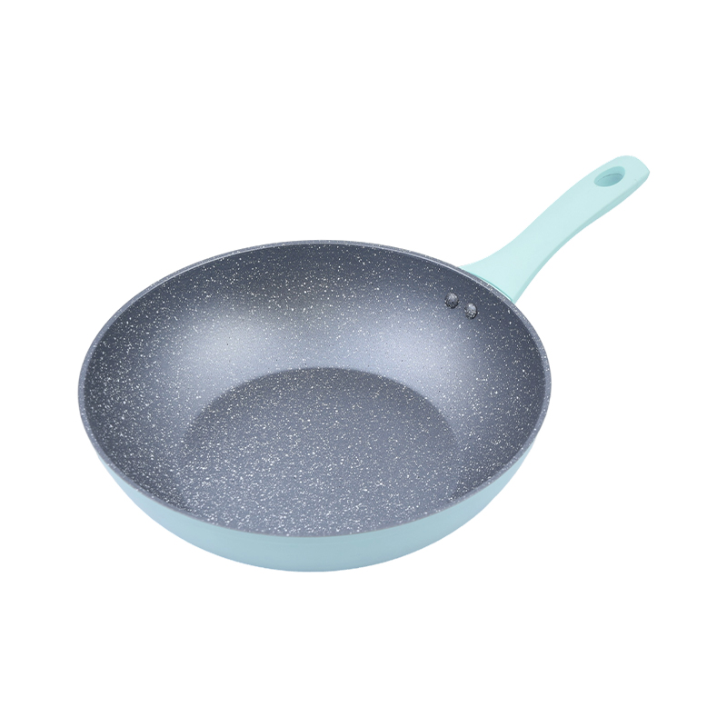 Forged aluminyo wok na may kulay -abo na marmol